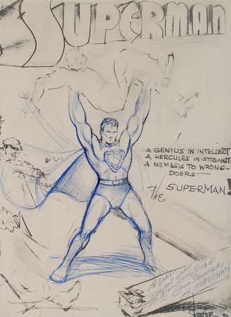 Lot #695 Joe Shuster and Jerry Siegel: Superman cover production sketch - Image 2