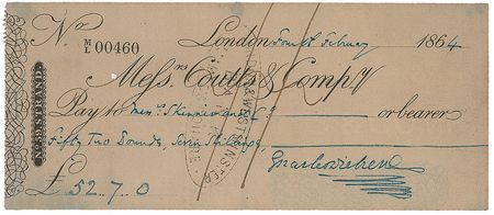 Lot #710. Charles Dickens: Beautifully signed Dickens check