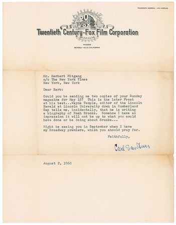 Lot #776 Carl Sandburg Letters - Image 1