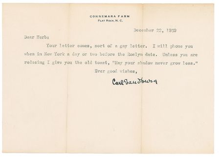 Lot #776 Carl Sandburg Letters - Image 2