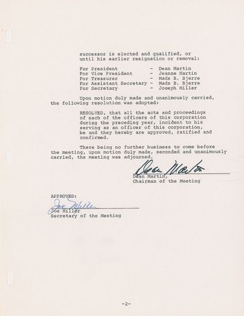 Lot #1107 Dean Martin Signed Document - Image 1