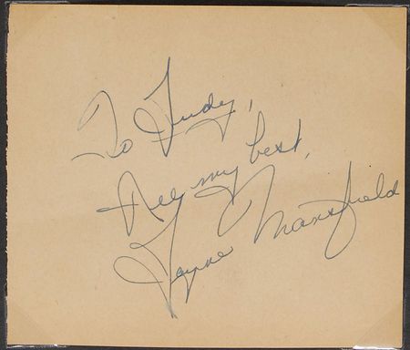 Lot #1106 Jayne Mansfield Signature - Image 2