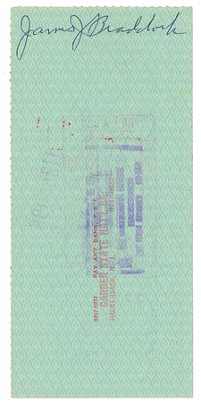 Lot #1142 James J. Braddock: Scarce ‘Cinderella Man’ twice-signed check - Image 2