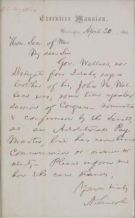Lot #26 Abraham Lincoln: Highly desirable 1864 letter dispatched from the Executive Mansion for a Republican colleague - Image 2
