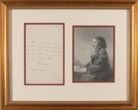 Lot #746 Harriet Beecher Stowe Signed Quote - Image 1