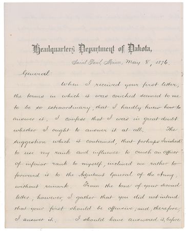 Lot #482 Alfred H. Terry: Occupied with planning the expedition from Fort Lincoln?the trip that would lead to Little Big Horn - Image 1