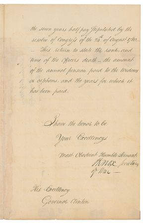 Lot #251 Henry Knox: President Washington ensures pensions for wounded soldiers of the Revolution - Image 3