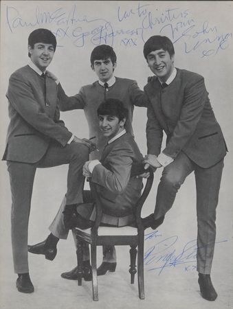 Lot #825 Beatles: Pristine 1963 Dezo Hoffman classic portrait signed backstage for a lucky contest winner - Image 2