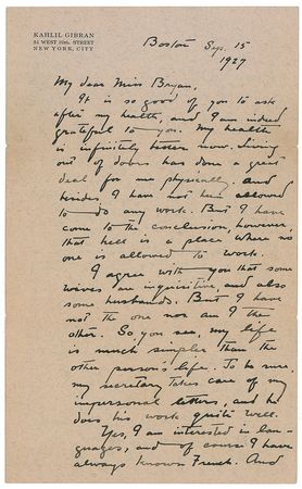 Lot #717 Khalil Gibran: On The Prophet and his philosophy: “I think that the history of words is the history of the human mind” - Image 1
