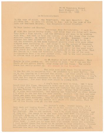 Lot #262 Malcolm X: Writing to Elijah Muhammad: “I think the only way we can really make any progress out here is to work TOGETHER, and for each other” - Image 1