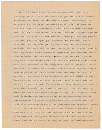 Lot #738 Jean-Paul Sartre: “The Actress as a symbolic representative of the eternal feminine” - Image 2