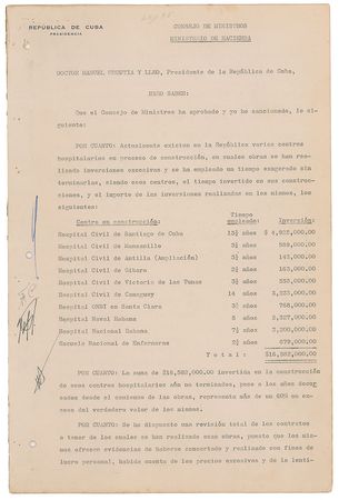 Lot #159 Fidel Castro: Rare document from the first week of Fidel’s Cuba - Image 1