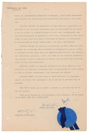Lot #159 Fidel Castro: Rare document from the first week of Fidel’s Cuba - Image 3
