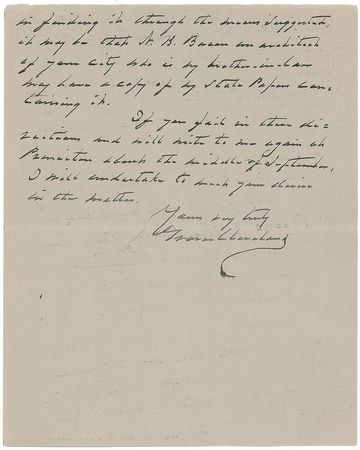 Lot #100 Grover Cleveland Handwritten Letter Signed - Image 3