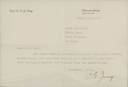 Lot #198 Carl Jung: ?You must realize that certain things don?t come through a teacher but through ones own experiences? - Image 2