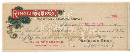 Lot #1075 Henry Ringling Check - Image 2
