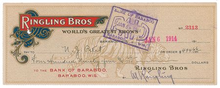 Lot #1075 Henry Ringling Check - Image 3