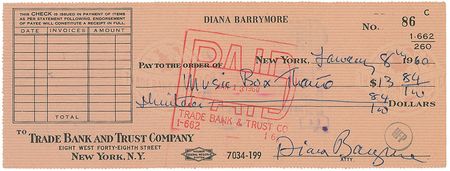 Lot #1017 Ethel and Diana Barrymore Checks - Image 2