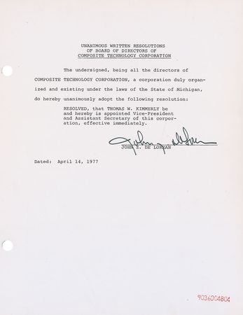 Lot #278 John DeLorean Documents - Image 2