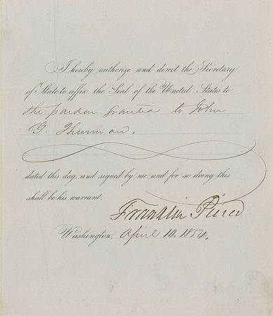 Lot #32 Franklin Pierce Signed Document