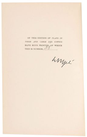 Lot #679 William Butler Yeats: Very limited edition of Yeats?s Plays in Prose and Verse - Image 1