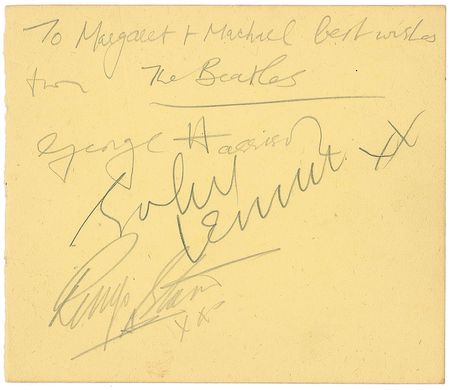 Lot #768 Beatles: Full set of signatures obtained by a constable at Royal Albert Hall - Image 1
