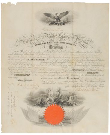 Lot #33 Franklin Pierce: Naval promotion for a