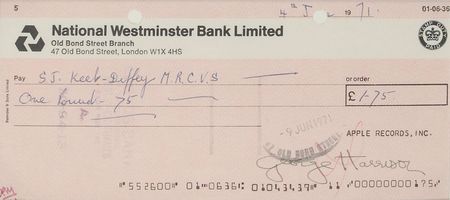Lot #774 Beatles: George Harrison Check - Image 2
