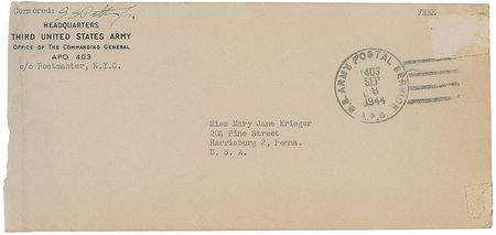 Lot #388 George S. Patton Envelope - Image 1