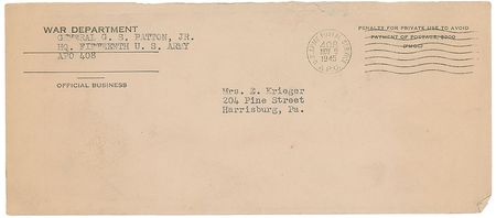 Lot #387 George S. Patton: Fantastic archive highlighted by seven war-dated letters, including those written on his birthday and two days before D-Day - Image 11