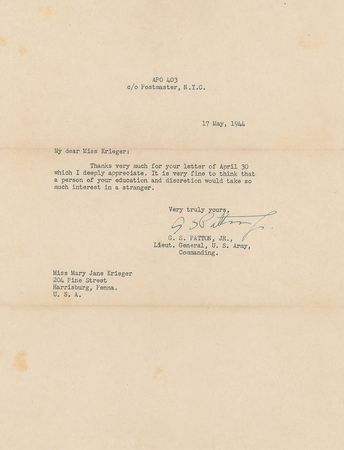 Lot #387 George S. Patton: Fantastic archive highlighted by seven war-dated letters, including those written on his birthday and two days before D-Day - Image 2