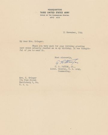 Lot #387 George S. Patton: Fantastic archive highlighted by seven war-dated letters, including those written on his birthday and two days before D-Day - Image 8