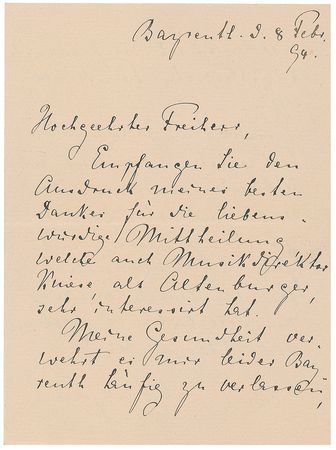 Lot #759 Cosima Wagner Signed Letter - Image 1