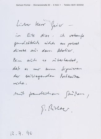 Lot #547 Gerhard Richter: Rare handwritten letter and postcard from the sought-after artist - Image 2