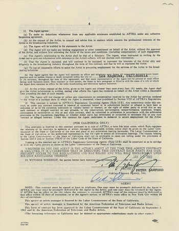 Lot #1056 Peter Lawford Signed Document - Image 1