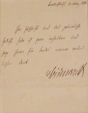 Lot #152 Otto von Bismarck Signed Letter - Image 2