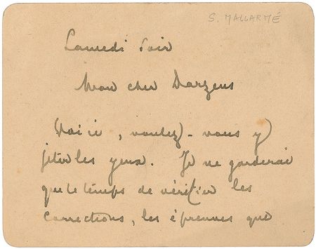 Lot #659 Stephane Mallarme Handwritten Letter Signed - Image 1