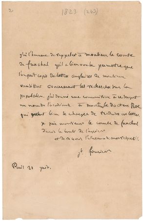 Lot #282 Joseph Fourier Handwritten Letter Signed - Image 1