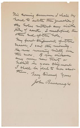 Lot #274 John Burroughs: “Your story of your pet chipmunks is very interesting” - Image 2