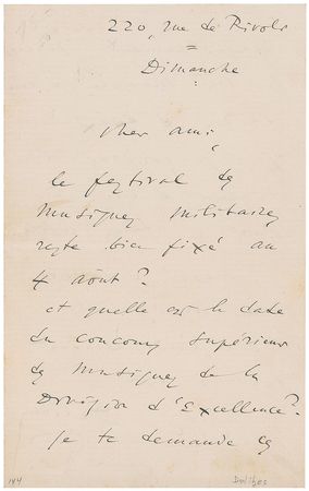 Lot #713 Leo Delibes Handwritten Letter Signed - Image 1