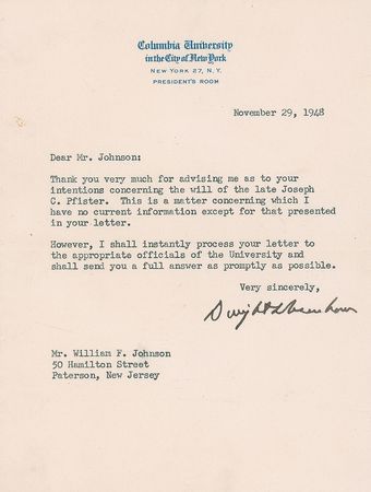 Lot #120 Dwight D. Eisenhower Typed Letter Signed - Image 1
