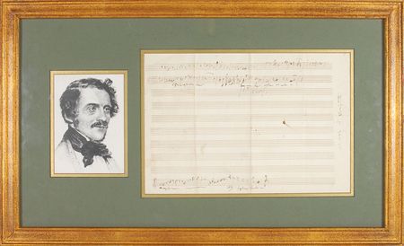 Lot #714 Gaetano Donizetti: Lengthy musical quote from the distinguished Italian composer - Image 1