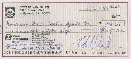 Lot #931 Eddie and Alex Van Halen Checks - Image 1