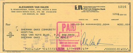 Lot #931 Eddie and Alex Van Halen Checks - Image 2