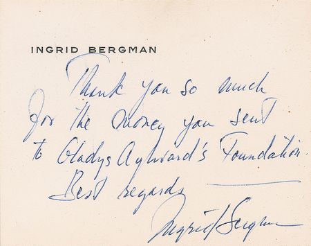 Lot #1019 Ingrid Bergman Signed Note - Image 1