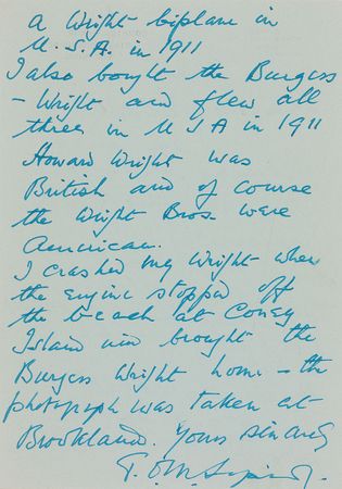 Lot #356 Thomas Sopwith Signed Photograph and Handwritten Letter Signed - Image 4
