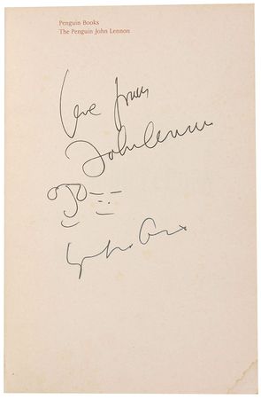 Lot #779 Beatles: John Lennon: Lennon adds self-portraits of himself and Yoko to an edition of The Penguin - Image 1