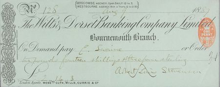 Lot #672 Robert Louis Stevenson Check - Image 2