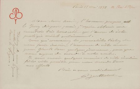 Lot #528 Frederic-Auguste Bartholdi Handwritten Letter Signed - Image 2