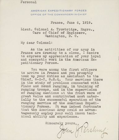 Lot #351 John J. Pershing: Pershing thanks a pioneer in sound ranging for his work at the front - Image 2